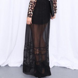 Black lace maxi skirt